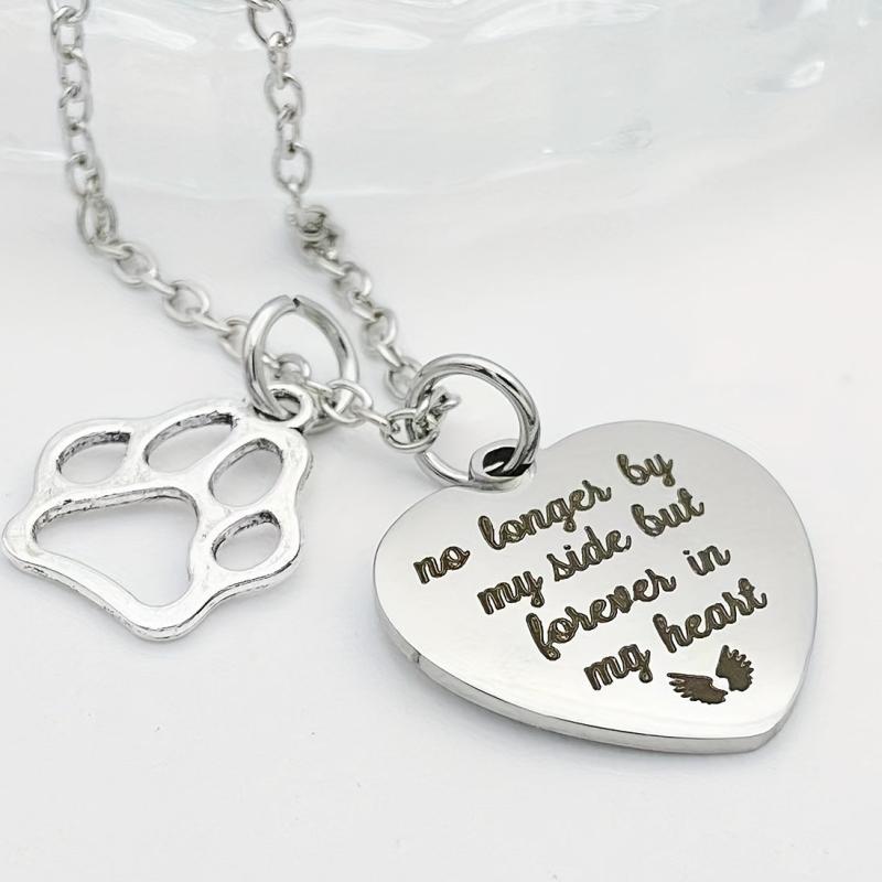 Pet Memorial Gift Paw Prints Necklace