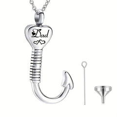 Waterproof Heart Fish Hook Cremation Jewelry Ashes Urn Necklace