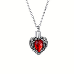 Heart Urn Necklace Birthstone Stainless Steel Ashes Pet Friends