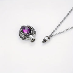 Heart Urn Necklace Birthstone Stainless Steel Ashes Pet Friends