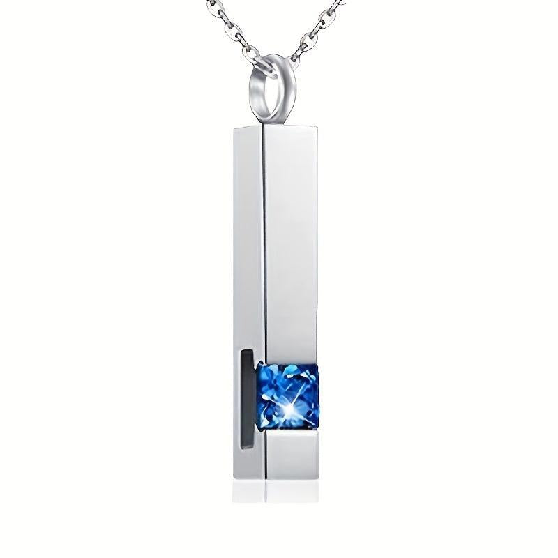 Square Zircon Cremation Necklace Stainless Steel Bottle Locket