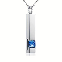 Square Zircon Cremation Necklace Stainless Steel Bottle Locket