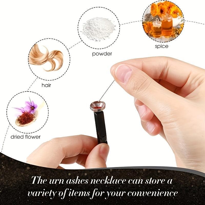 Square Zircon Cremation Necklace Stainless Steel Bottle Locket