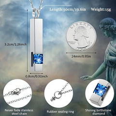 Square Zircon Cremation Necklace Stainless Steel Bottle Locket