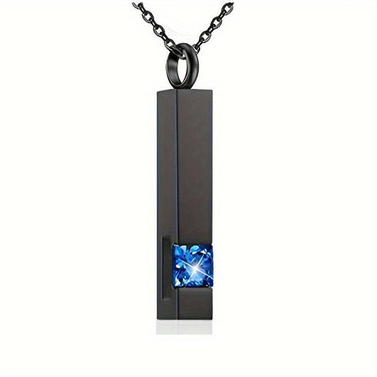 Square Zircon Cremation Necklace Stainless Steel Bottle Locket