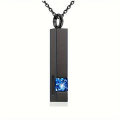 Square Zircon Cremation Necklace Stainless Steel Bottle Locket