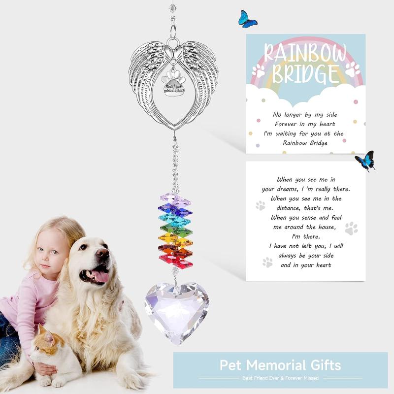 Crystals Prisms Hanging Dog Memorial Garden Decor Pet Loss Sympathy