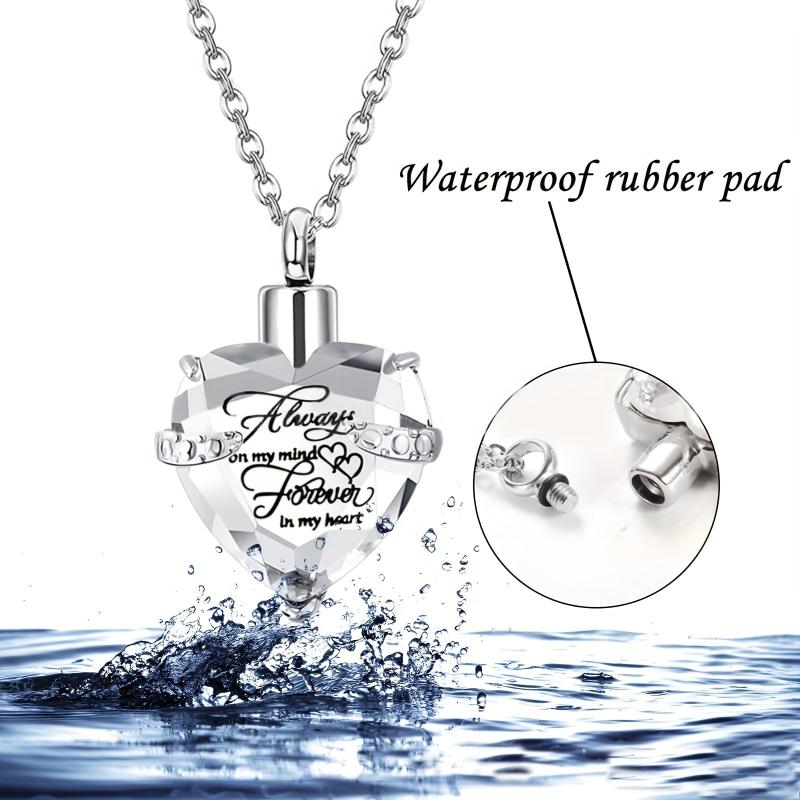 Heart Cremation Urn Necklace with Birthstone Crystal Inlaid Pendant