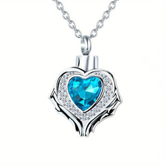 Heart Memorial Urn Necklace Pendant 12 Birthstone Colors Keepsake Crystal Ashes