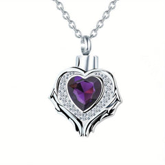 Heart Memorial Urn Necklace Pendant 12 Birthstone Colors Keepsake Crystal Ashes