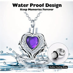 Heart Memorial Urn Necklace Pendant 12 Birthstone Colors Keepsake Crystal Ashes