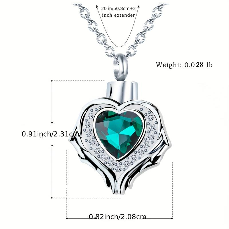 Heart Memorial Urn Necklace Pendant 12 Birthstone Colors Keepsake Crystal Ashes