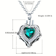 Heart Memorial Urn Necklace Pendant 12 Birthstone Colors Keepsake Crystal Ashes