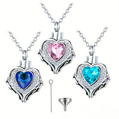 Heart Memorial Urn Necklace Pendant 12 Birthstone Colors Keepsake Crystal Ashes