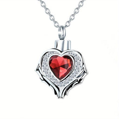 Heart Memorial Urn Necklace Pendant 12 Birthstone Colors Keepsake Crystal Ashes