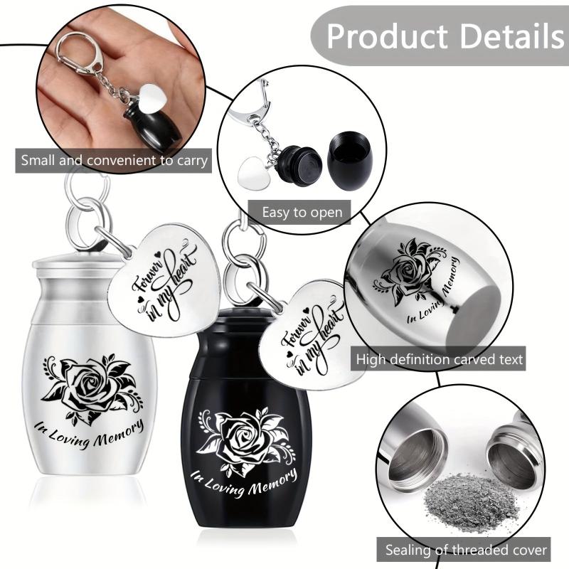 Rose Flower Memorial Keychain for Ashes Funeral Souvenir