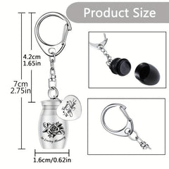 Rose Flower Memorial Keychain for Ashes Funeral Souvenir