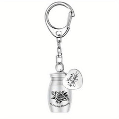 Rose Flower Memorial Keychain for Ashes Funeral Souvenir