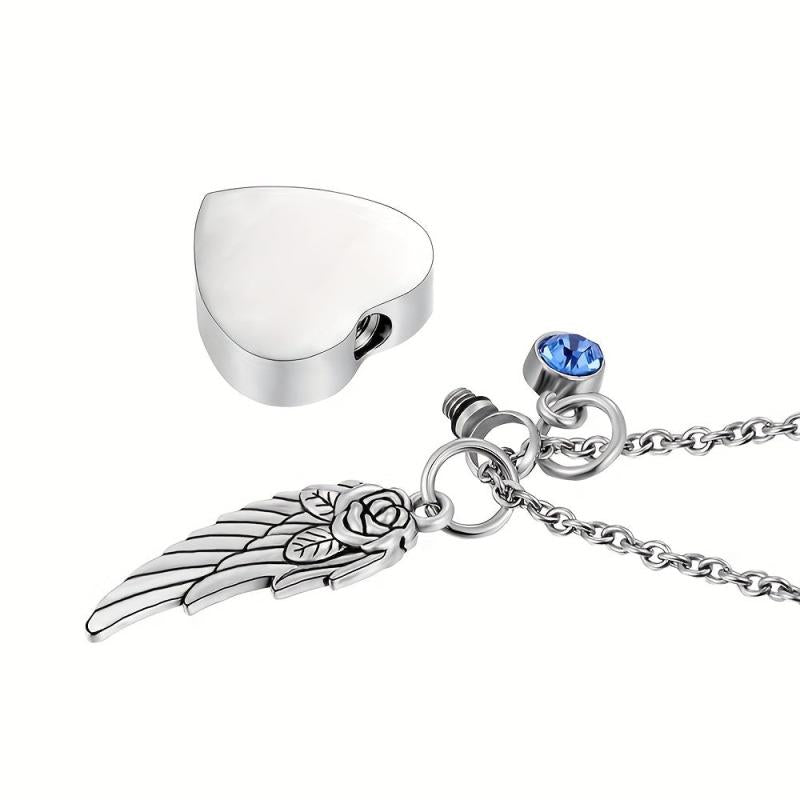 Heart Shaped Pet Necklace with Birthstones Stainless Steel Memory Keeper