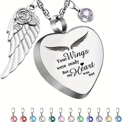 Heart Shaped Pet Necklace with Birthstones Stainless Steel Memory Keeper