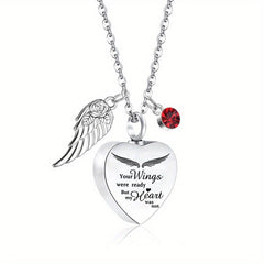 Heart Shaped Pet Necklace with Birthstones Stainless Steel Memory Keeper