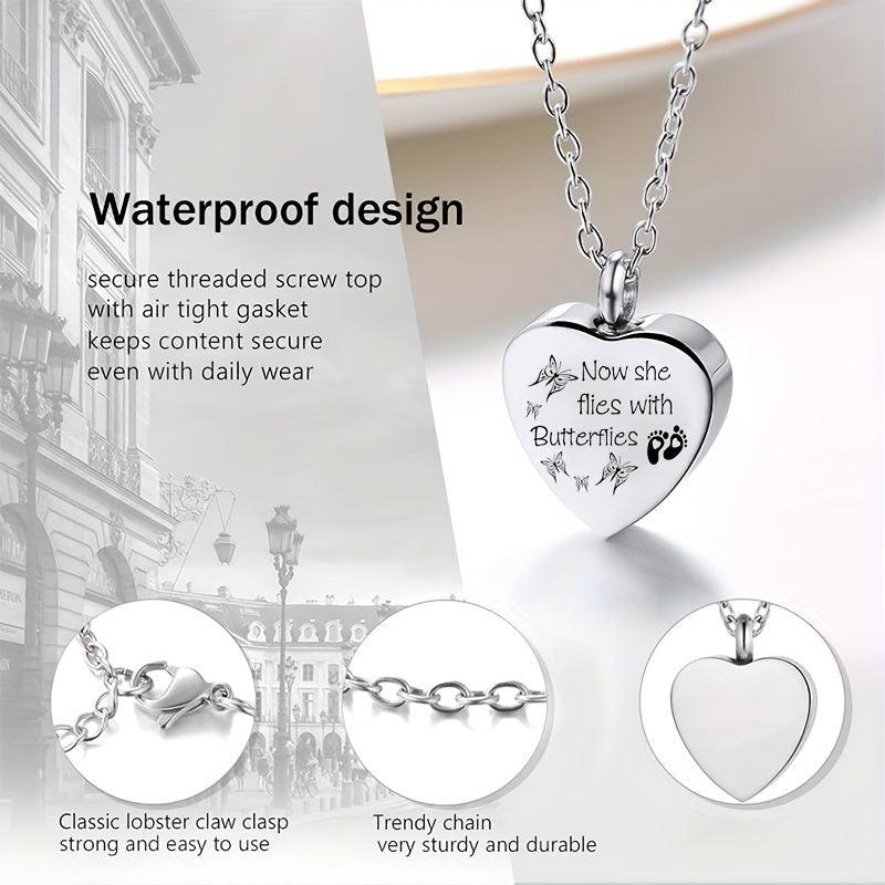 Pet Memorial Pendant with Heart Shaped Stainless Steel Cremation Urn Necklace