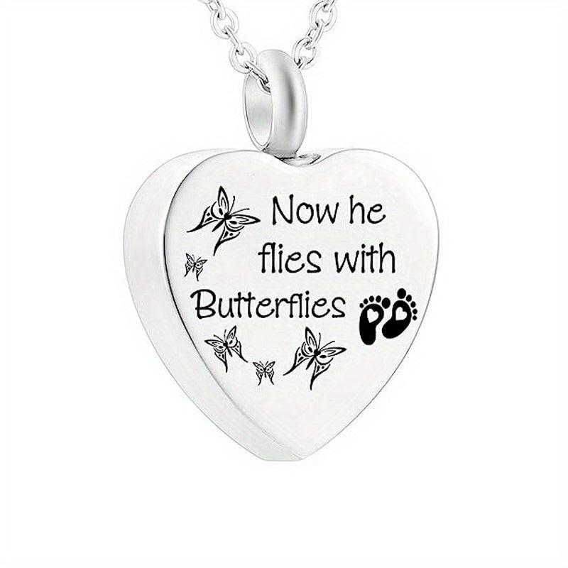 Pet Memorial Pendant with Heart Shaped Stainless Steel Cremation Urn Necklace