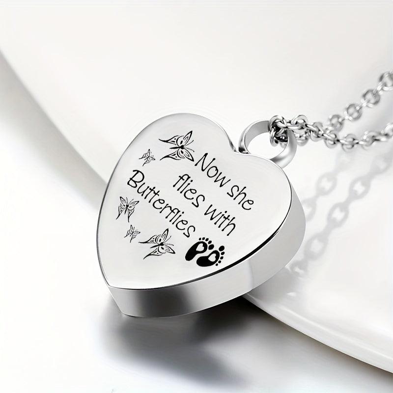 Pet Memorial Pendant with Heart Shaped Stainless Steel Cremation Urn Necklace