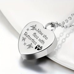 Pet Memorial Pendant with Heart Shaped Stainless Steel Cremation Urn Necklace