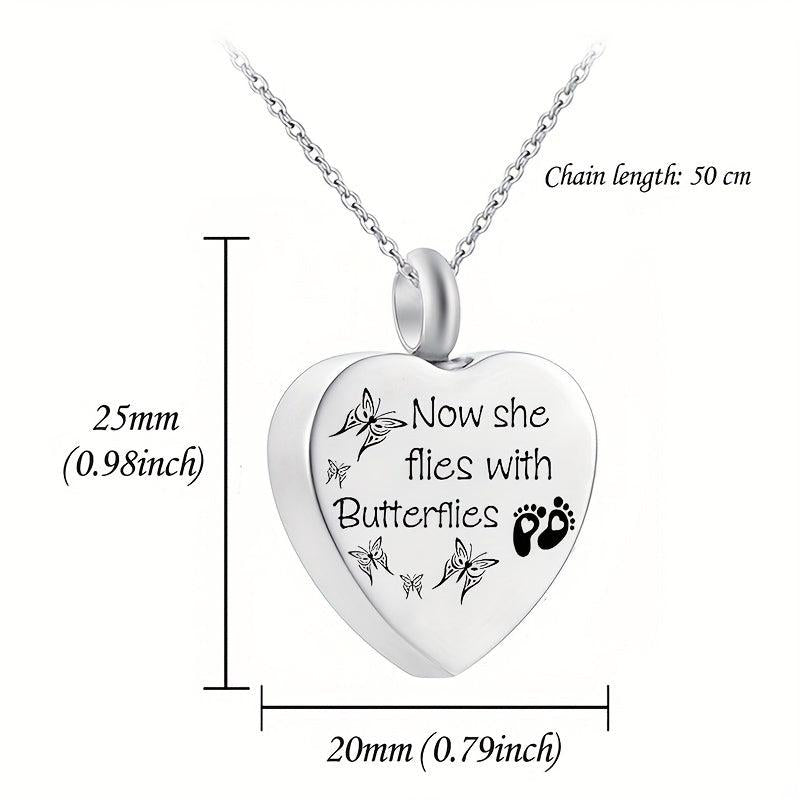 Pet Memorial Pendant with Heart Shaped Stainless Steel Cremation Urn Necklace