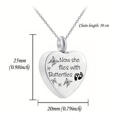 Pet Memorial Pendant with Heart Shaped Stainless Steel Cremation Urn Necklace
