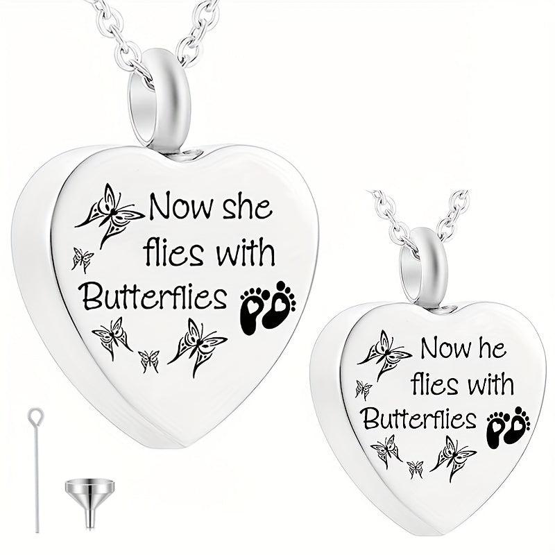 Pet Memorial Pendant with Heart Shaped Stainless Steel Cremation Urn Necklace