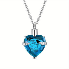Heart Memorial Keepsake Pendant with Birthstone Crystals Cremation Jewelry