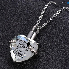 Heart Memorial Keepsake Pendant with Birthstone Crystals Cremation Jewelry