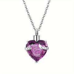 Heart Memorial Keepsake Pendant with Birthstone Crystals Cremation Jewelry