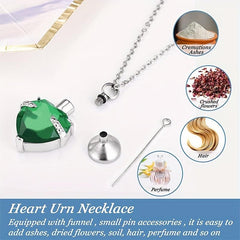 Heart Memorial Keepsake Pendant with Birthstone Crystals Cremation Jewelry