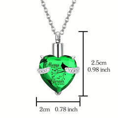 Heart Memorial Keepsake Pendant with Birthstone Crystals Cremation Jewelry
