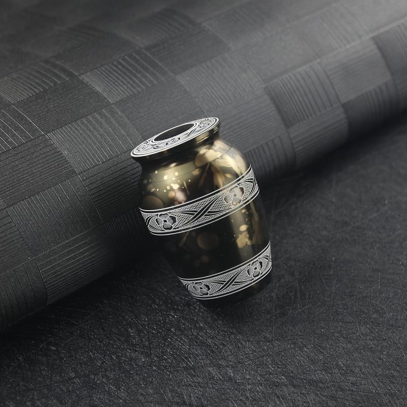 Mini Aluminum Alloy Pet Ashes Urn Flower Stripe Keepsake