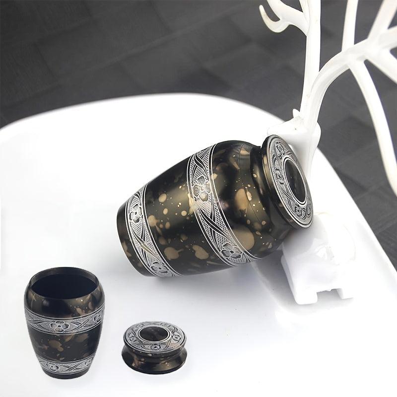 Mini Aluminum Alloy Pet Ashes Urn Flower Stripe Keepsake