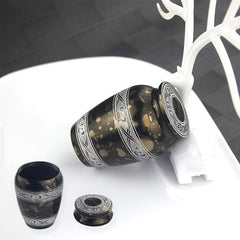 Mini Aluminum Alloy Pet Ashes Urn Flower Stripe Keepsake