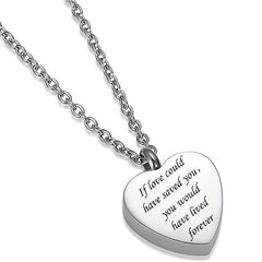Stainless Steel Heart Pendant Cremation Urn Necklace Ashes Jewelry