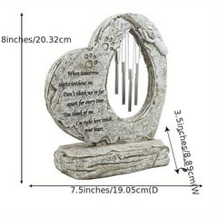 Heart Shaped Pet Memorial Stones with Wind Chimes for Garden