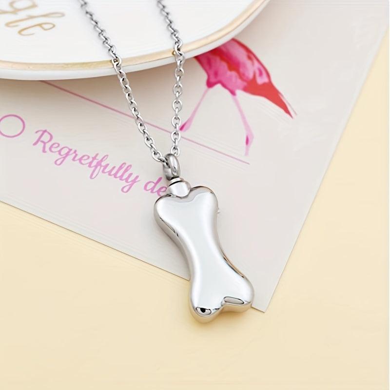 Stainless Steel Paw Bone Pendant Cremation Urn Necklace