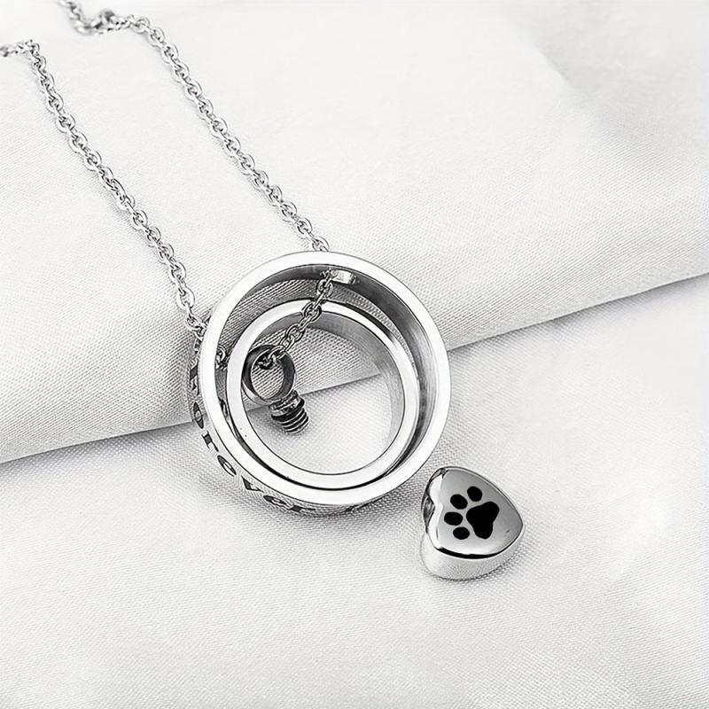 Dog Ashes Necklace Stainless Steel Locket Keepsake for Memorial Ashes