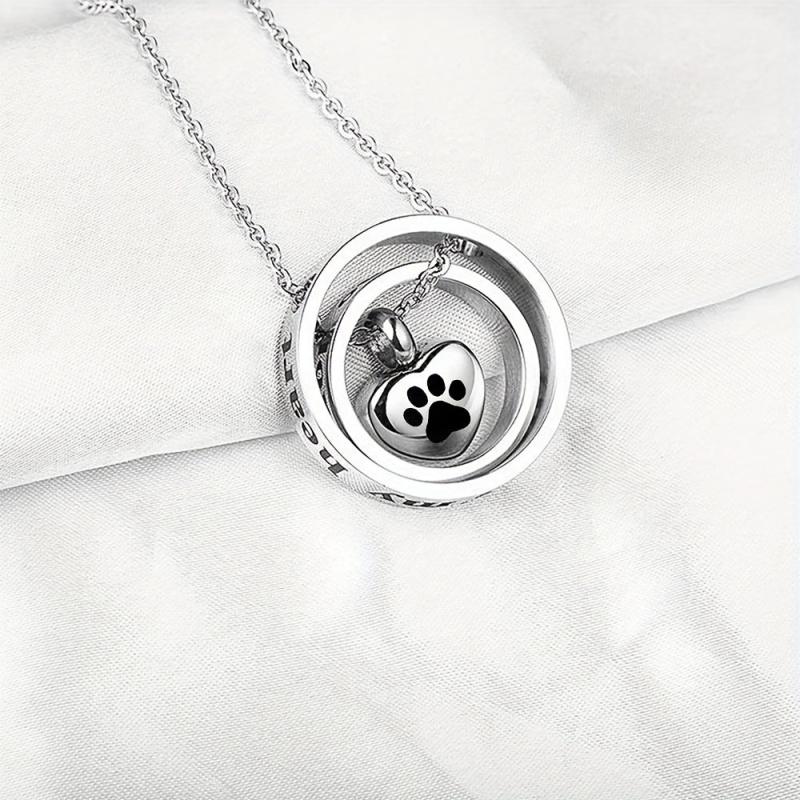 Dog Ashes Necklace Stainless Steel Locket Keepsake for Memorial Ashes