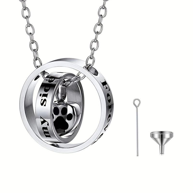 Dog Ashes Necklace Stainless Steel Locket Keepsake for Memorial Ashes