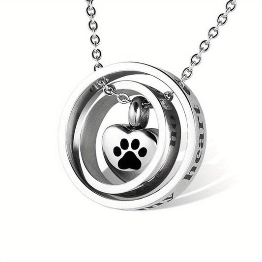 Dog Ashes Necklace Stainless Steel Locket Keepsake for Memorial Ashes