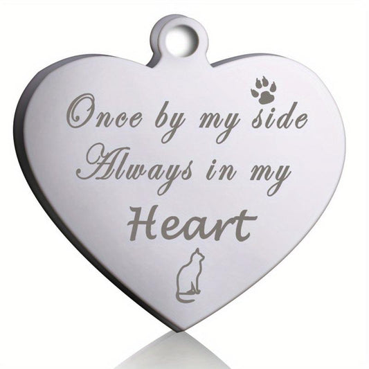 Custom Heart Shaped Silver Dog ID Tag Personalized Cat Collar Pendant
