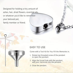 Pet Memorial Necklace Heart Pendant Cremation Urn for Cat Dog Ashes Jewelry