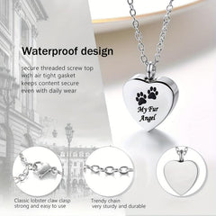 Pet Memorial Necklace Heart Pendant Cremation Urn for Cat Dog Ashes Jewelry